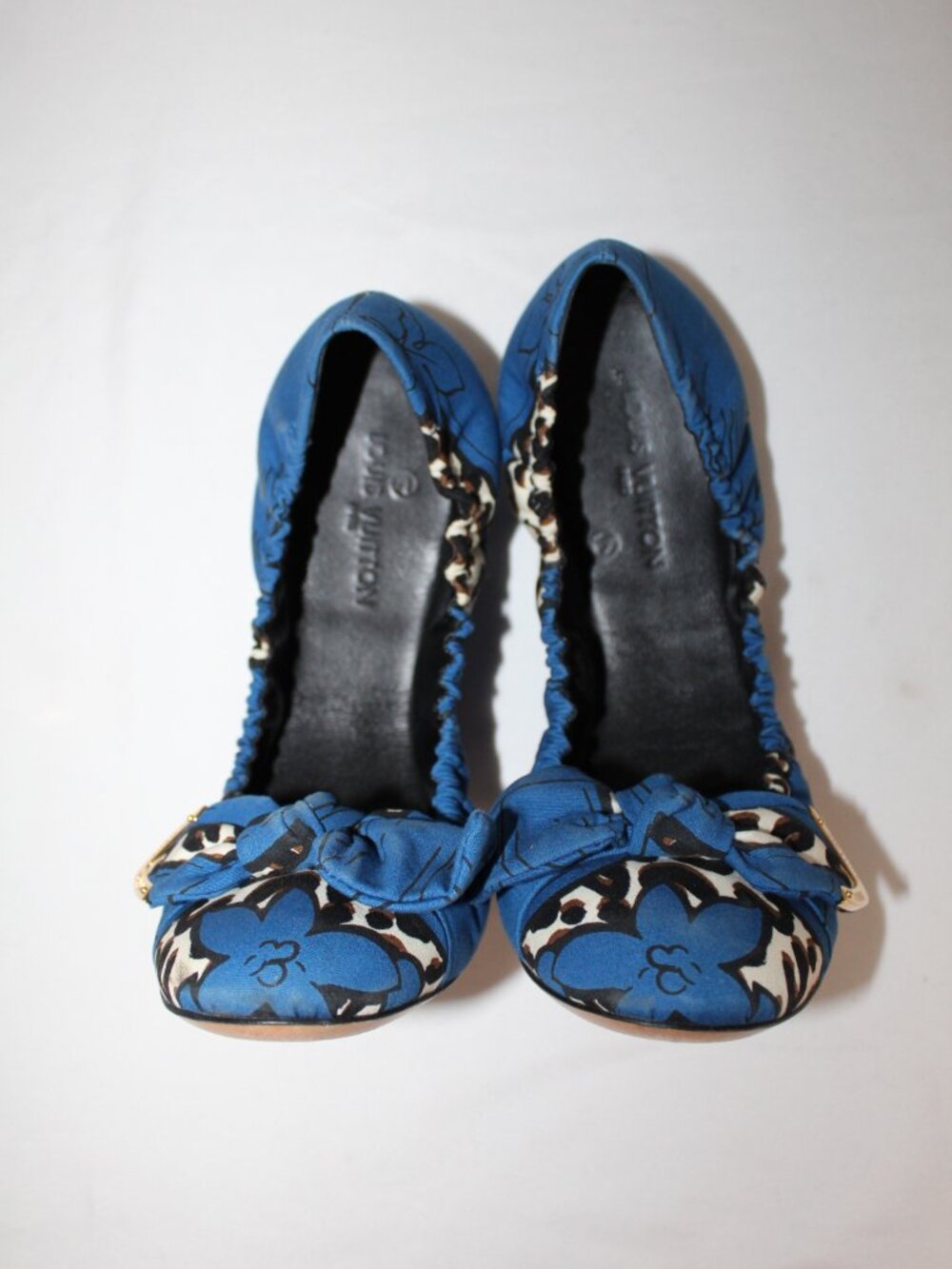 Louis Vuitton Blue Black Floral Ballet Flats Slip Ons 40 - Picture 3 of 8
